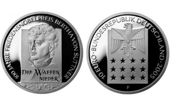 Nobelprijs voor Vrede Bertha von Suttner 10 euro Duitsland 2005 UNC